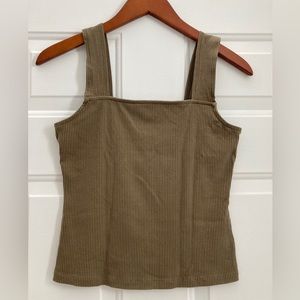 Ribbed Square Neck Tank Top